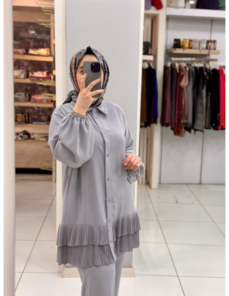 Levidor Plise Pantolon Takım 100281 gri