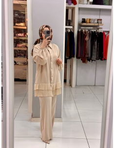 Levidor Plise Pantolon Takım 100281 bej 2