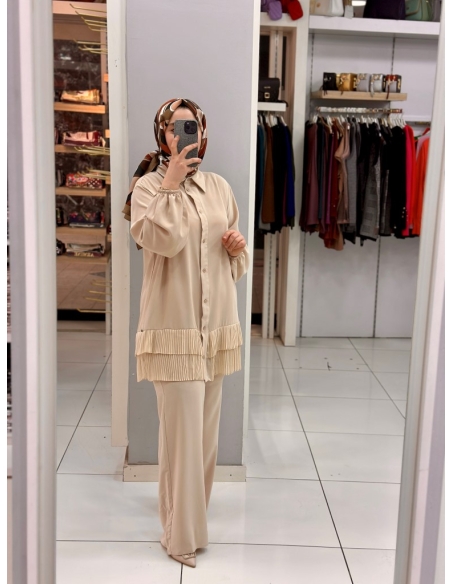 Levidor Plise Pantolon Takım 100281 bej