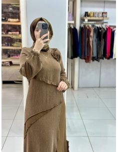 Levidor İpek Cupra Elbise 330278 kahve 2