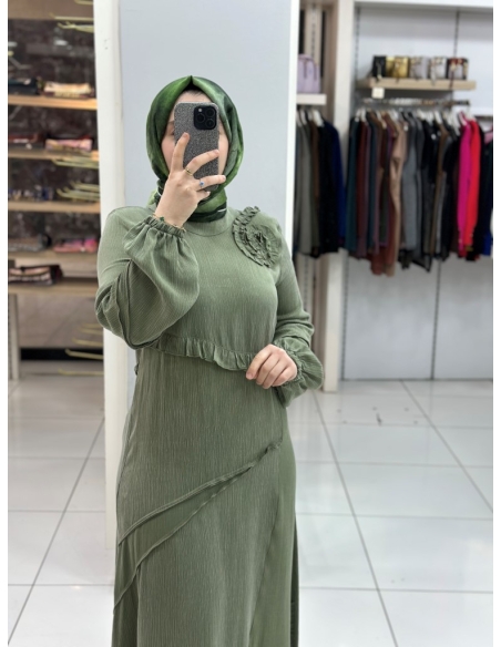 Levidor İpek Cupra Elbise 330278 yeşil