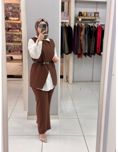 Levidor Yelekli Takım 100668 kahve