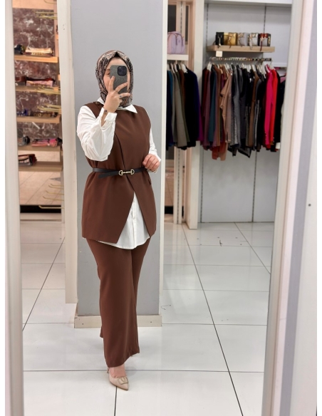 Levidor Yelekli Takım 100668 kahve