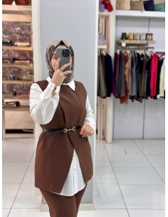 Levidor Yelekli Takım 100668 kahve 2