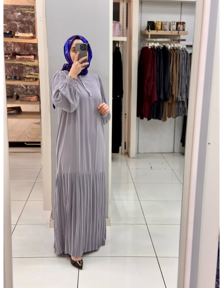 Levidor Plise Elbise 330183 gri