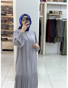 Levidor Plise Elbise 330183 gri 2