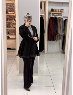 Levidor Taşlı Ceket Takım 100388 siyah