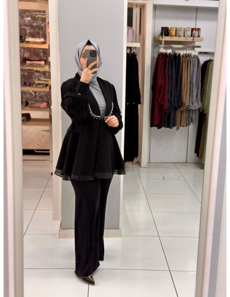 Levidor Taşlı Ceket Takım 100388 siyah