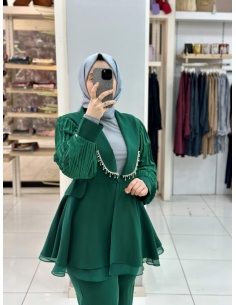 Levidor Taşlı Ceket Takım 100388 zümrüt 2