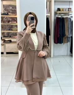 Levidor Taşlı Ceket Takım 100388 vizon 2