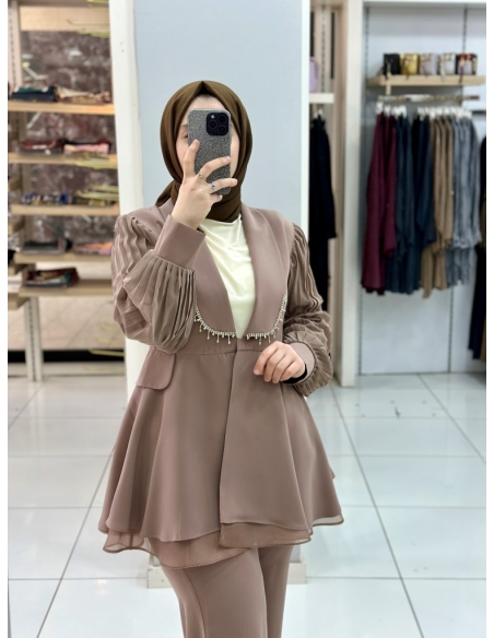 Levidor Taşlı Ceket Takım 100388 vizon