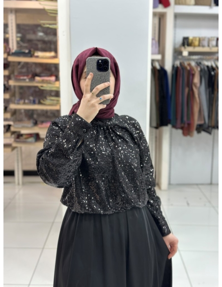 Levidor Payetli Takım 100386 siyah