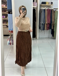 Kraş Etek Takım kahve-bej