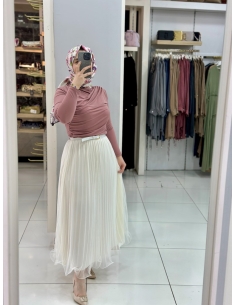 Tütü Büzgülü Takım pudra-beyaz