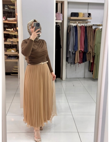 Tütü Büzgülü Takım vizon-camel