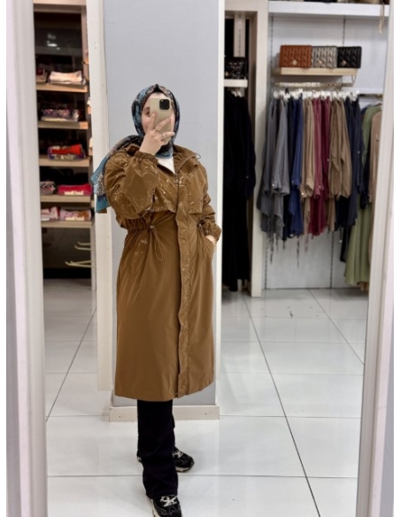 LEVİDOR KAPAKLI TRENÇKOT 530054 TÜTÜN