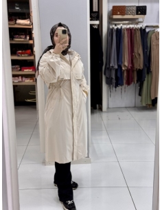 LEVİDOR KAPAKLI TRENÇKOT 530054 KREM
