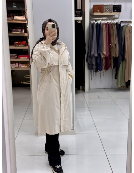 LEVİDOR KAPAKLI TRENÇKOT 530054 KREM