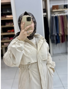 LEVİDOR KAPAKLI TRENÇKOT 530054 KREM 2