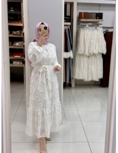 Güpür Elbise Beyaz 5509