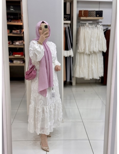 Güpür Elbise Beyaz 5509