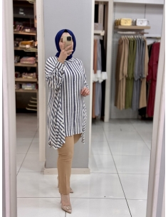 Levidor Çizgili Pamuk Tunik 230092 lacivert