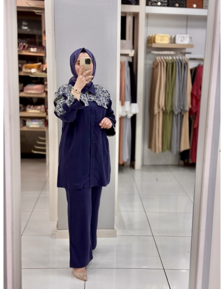 Levidor Dantel Garnili İkili Takım 100707 Lacivert