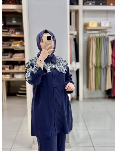 Levidor Dantel Garnili İkili Takım 100707 Lacivert