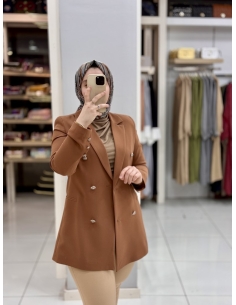 N Prive Çift Düğme Ceket F15010 TOPRAK