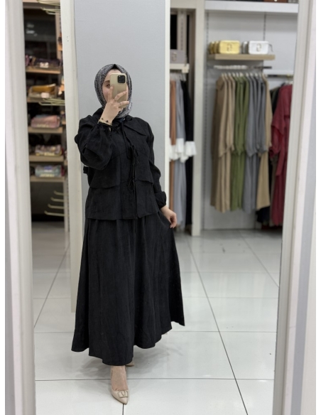 Levidor Fiyonklu Etekli Takım 131020 siyah