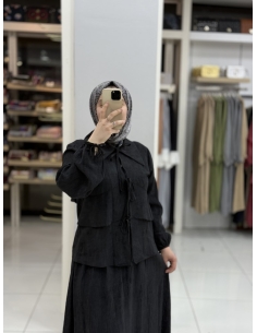 Levidor Fiyonklu Etekli Takım 131020 siyah 2