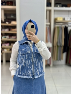 N Prive F14206 Jakar Jean Yelek MAVİ