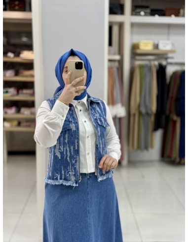 N Prive F14206 Jakar Jean Yelek MAVİ