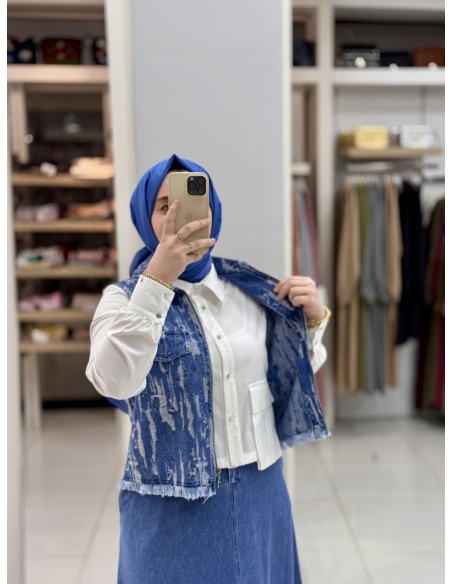 N Prive F14206 Jakar Jean Yelek MAVİ