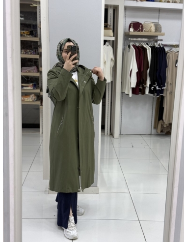 N PRİVE TAM BOY TRENÇ F14253 HAKİ İÇİ KÜRKLÜ