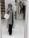 N PRİVE F19463 ÖRME DETAYLI PANTOLONLU 3LÜ TAKIM LACİ
