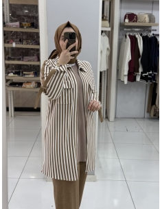 N PRİVE F19463 ÖRME DETAYLI PANTOLONLU 3LÜ TAKIM CAMEL 2