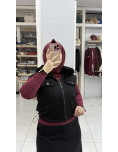 Levidor Kürklü Yelek 260028 siyah