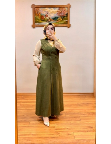 ALVİNA SÜET JİLE ELBİSE 45947 HAKİ