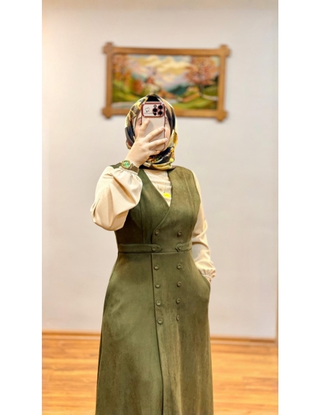 ALVİNA SÜET JİLE ELBİSE 45947 HAKİ