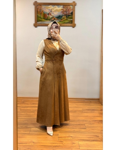 ALVİNA SÜET JİLE ELBİSE 45947 TABA