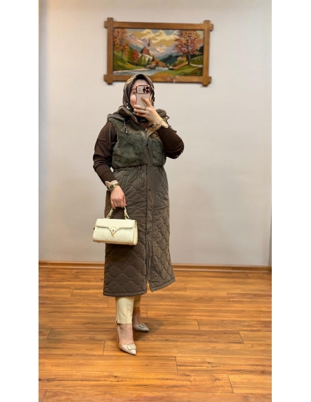 ALVİNA KÜRKLÜ  YELEK 90598 KAHVE