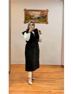 ALVİNA KÜRKLÜ  YELEK 90598 SİYAH