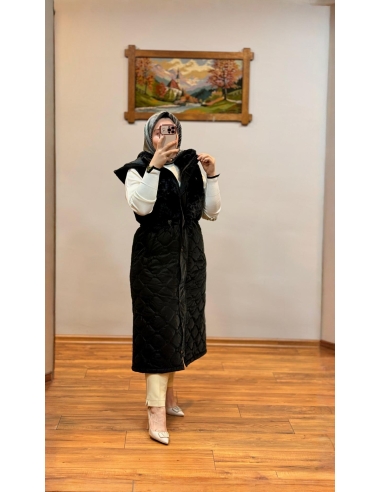 ALVİNA KÜRKLÜ  YELEK 90598 SİYAH