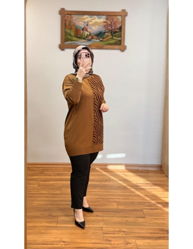 N PRİVE F17021 ZEBRA DESEN  MERSERİZE TUNİK