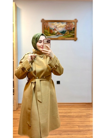 KAYRA %50 HAKİKİ YÜN PREMİUM KAŞE KABAN 17038 CAMEL