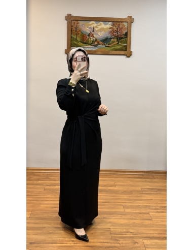 N PRİVE BELİ BAĞLAMALI ELBİSE 13230 SİYAH