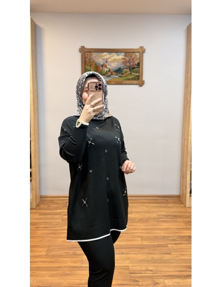 N PRİVE SOĞUK İPLİK TUNİK F17030 SİYAH