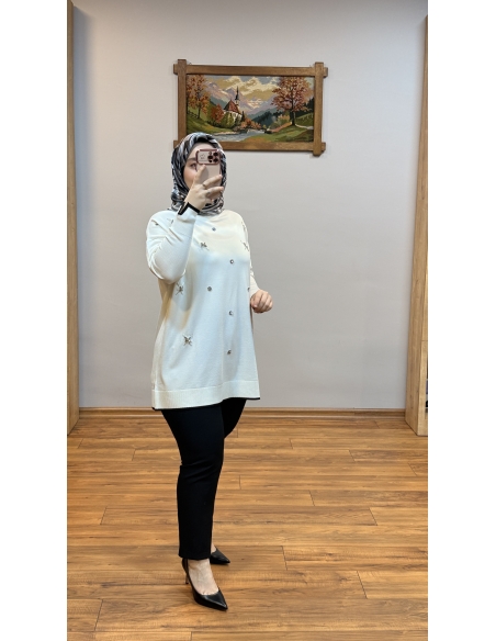 N PRİVE SOĞUK İPLİK TUNİK F17030 BEYAZ