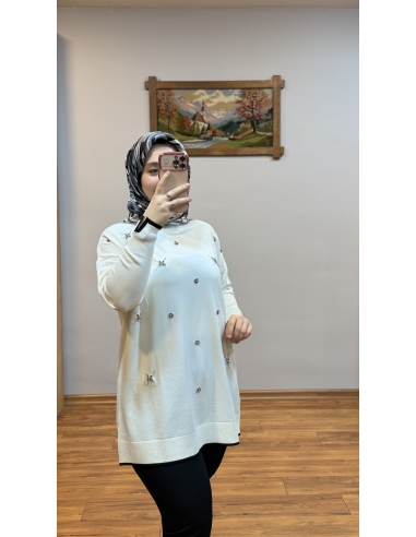 N PRİVE SOĞUK İPLİK TUNİK F17030 BEYAZ